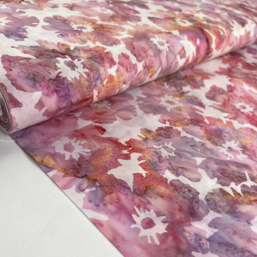 Hoffman Bali Cotton Lawn Victoria Indonesian Pink White Floral Fabric Bolt