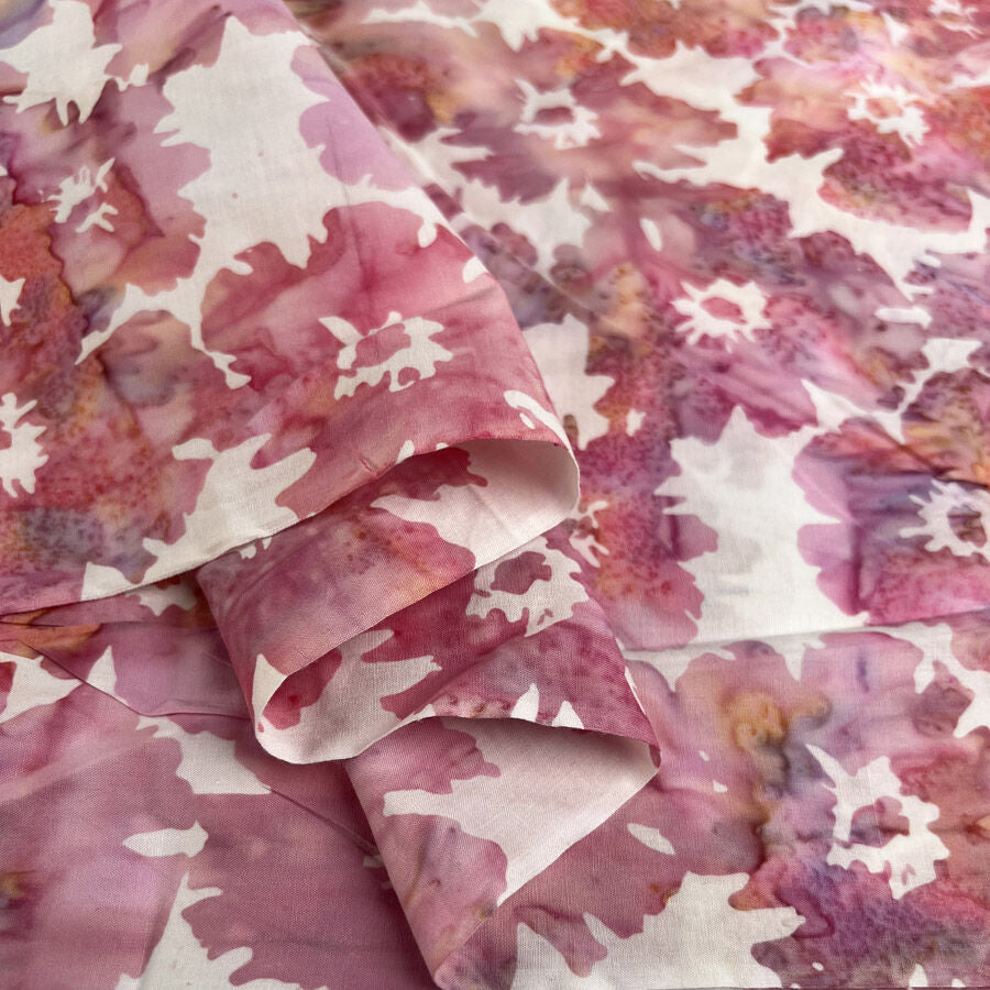 Hoffman Bali Cotton Lawn Victoria Indonesian Pink White Floral Fabric Fold