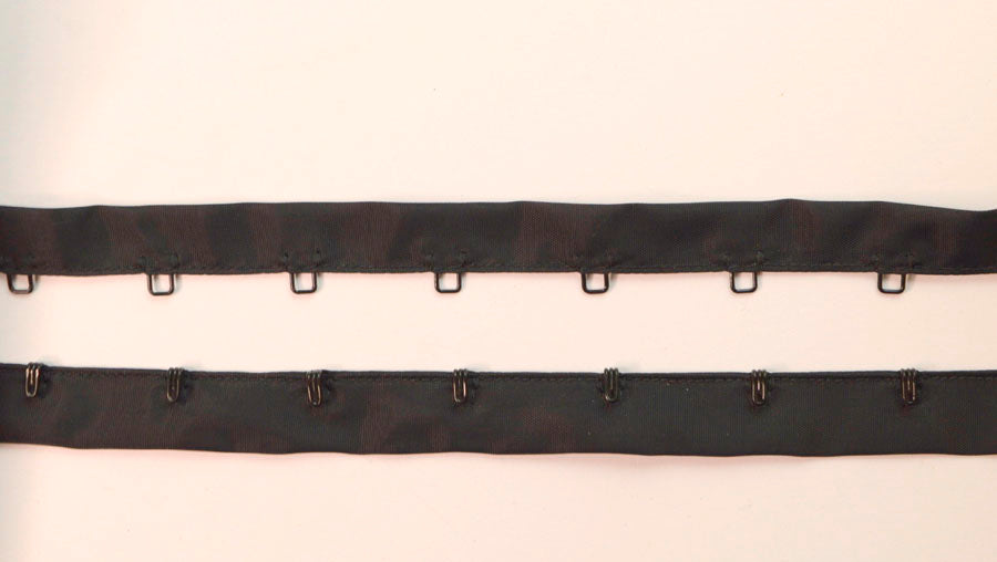 Hook Eyes Black Satin Matt Corsetry Tape Fastening S1