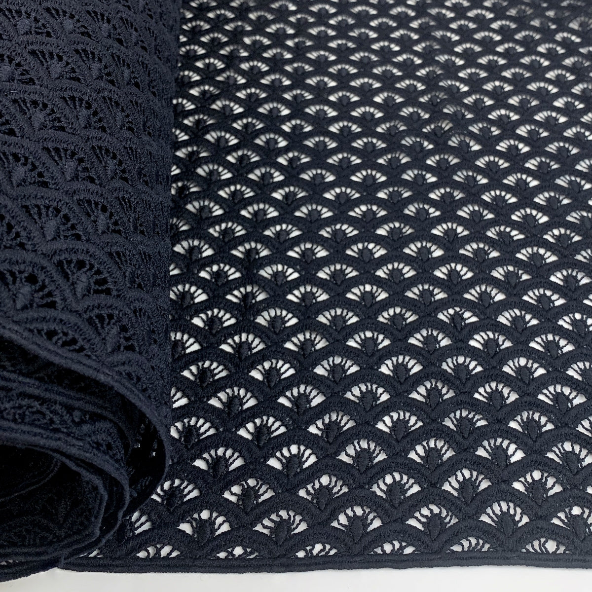 Hope Dark Navy Geometric Guipure Lace Fabric For Special Occasions Bolt