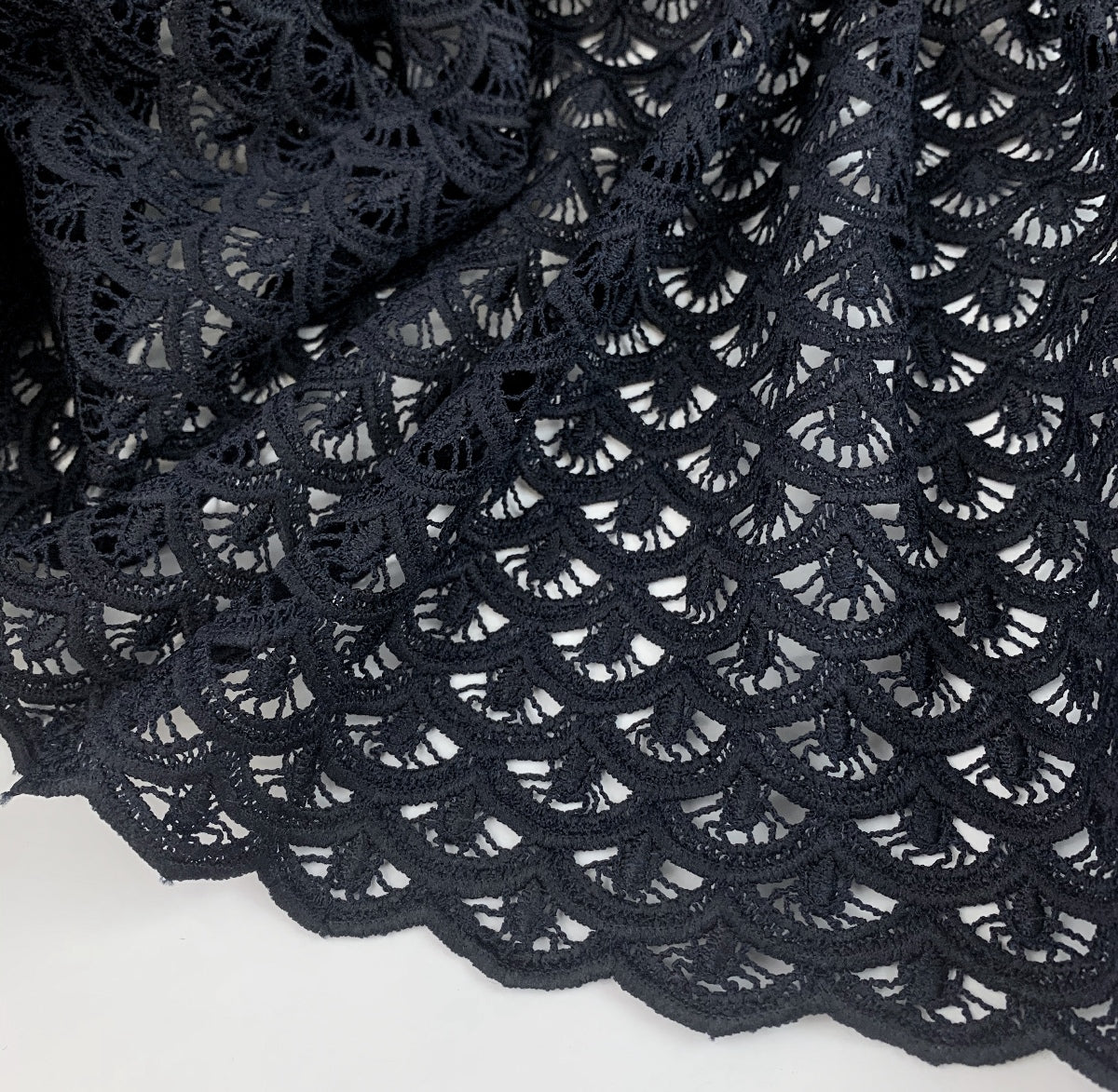 Hope Dark Navy Geometric Guipure Lace Fabric For Special Occasions Fold