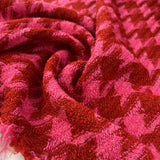 Hot Check Pink Red Houndstooth Acrylic Polyester Chunky Coating Fabric