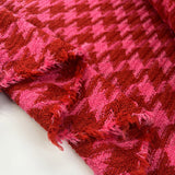 Hot Check Pink Red Houndstooth Acrylic Polyester Chunky Coating Fabric Fold