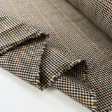 Hounded Wool Houndstooth Beige Black Check Yellow Red Fine Woven Suiting Fabric Fold