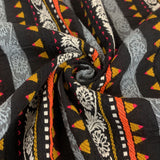 Inca Striped Ponco Multicoloured Cotton Poly Mix Suiting Jacketing Fabric Close Up Drape Fabric Photo