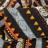 Inca Striped Ponco Multicoloured Cotton Poly Mix Suiting Jacketing Fabric Close Up Fabric Photo