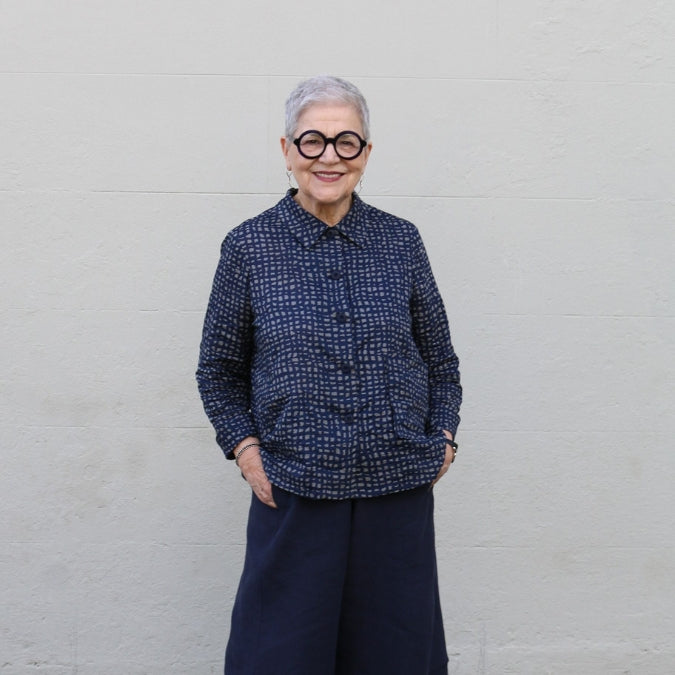 Ines shirt pattern tessuti 1