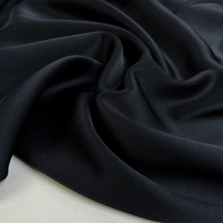 Inky Satin Dark Navy Grey Nylon Viscose Dress Fabric