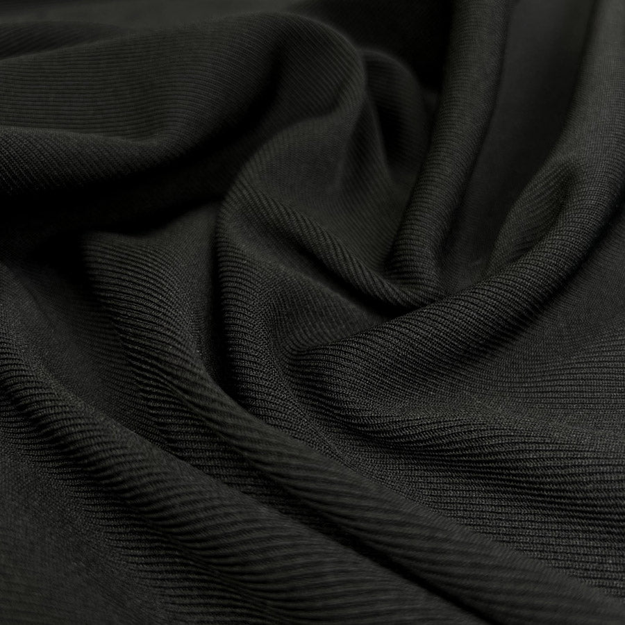 Inwool Jersey Rib Black Nylon Stretch Italian Strong Cuffing Fabric