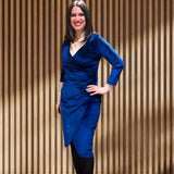 Isabelle Stretch Velvet Navy Dress