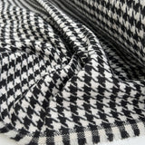 Ita Collection Bracco Suiting Wool Woven Houndstooth Check Black White Ex Designer Deadstock Suiting Fabric