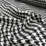 Ita Collection Bracco Suiting Wool Woven Houndstooth Check Black White Ex Designer Deadstock Suiting Fabric Cu1
