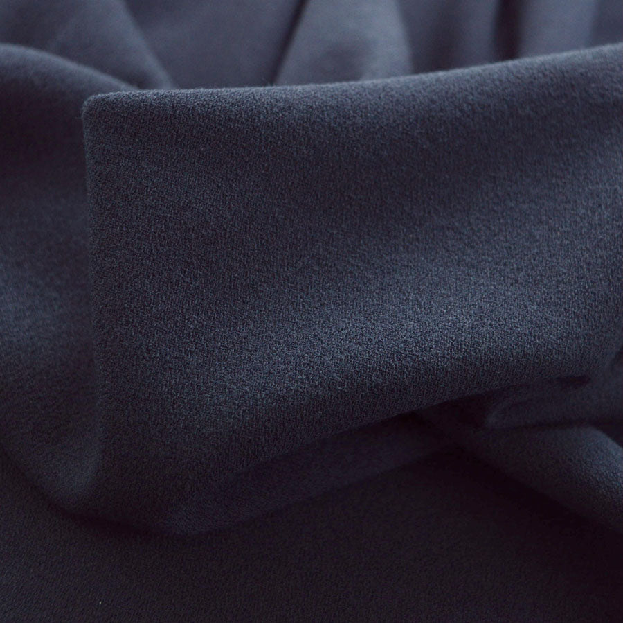 Italian Crepe Navy Polyester Deep Navy Dress Fabric Cu