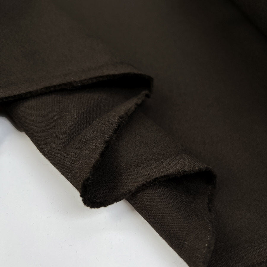 Italian 100% Brushed Cotton Dark Brown Fabric Westwood Fold