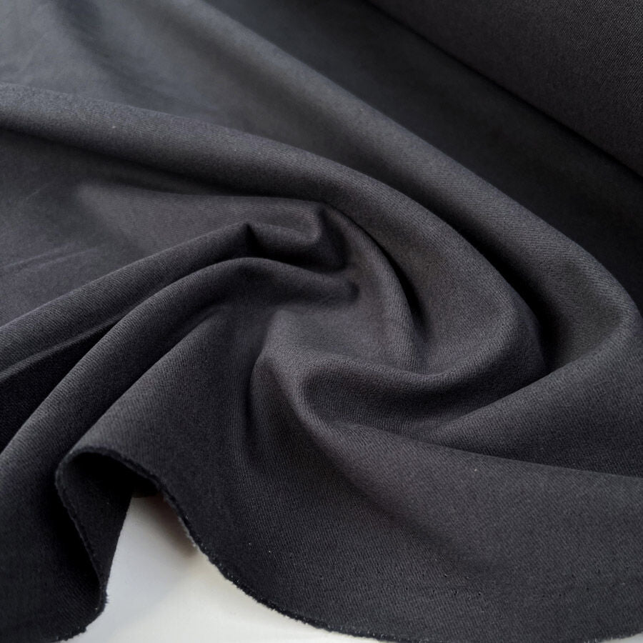 Italian 100% Brushed Cotton Twill Grey Fabric Buckthorn