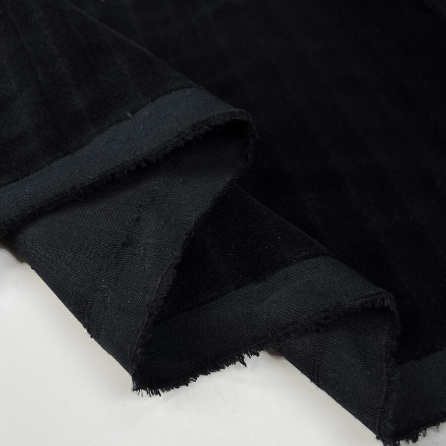 Italian 100% Cotton Black Velvet Fabric Valerie Fold