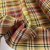 Italian 100% Linen Check Dress Fabric Golden Plaid