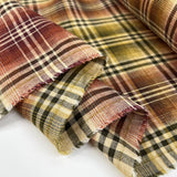 Italian 100% Linen Check Dress Fabric Golden Plaid Fold