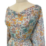 Italian Cotton Lawn Aqua Floral Print Dress Fabric Fiori Aqua Side