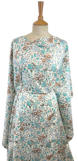 Italian Cotton Poplin Blue Floral Print Dress Fabric Vittoria