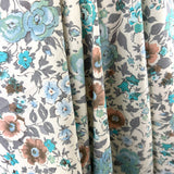 Italian Cotton Poplin Blue Floral Print Dress Fabric Vittoria