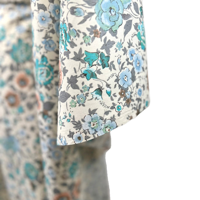 Italian Cotton Poplin Blue Floral Print Dress Fabric Vittoria Hang