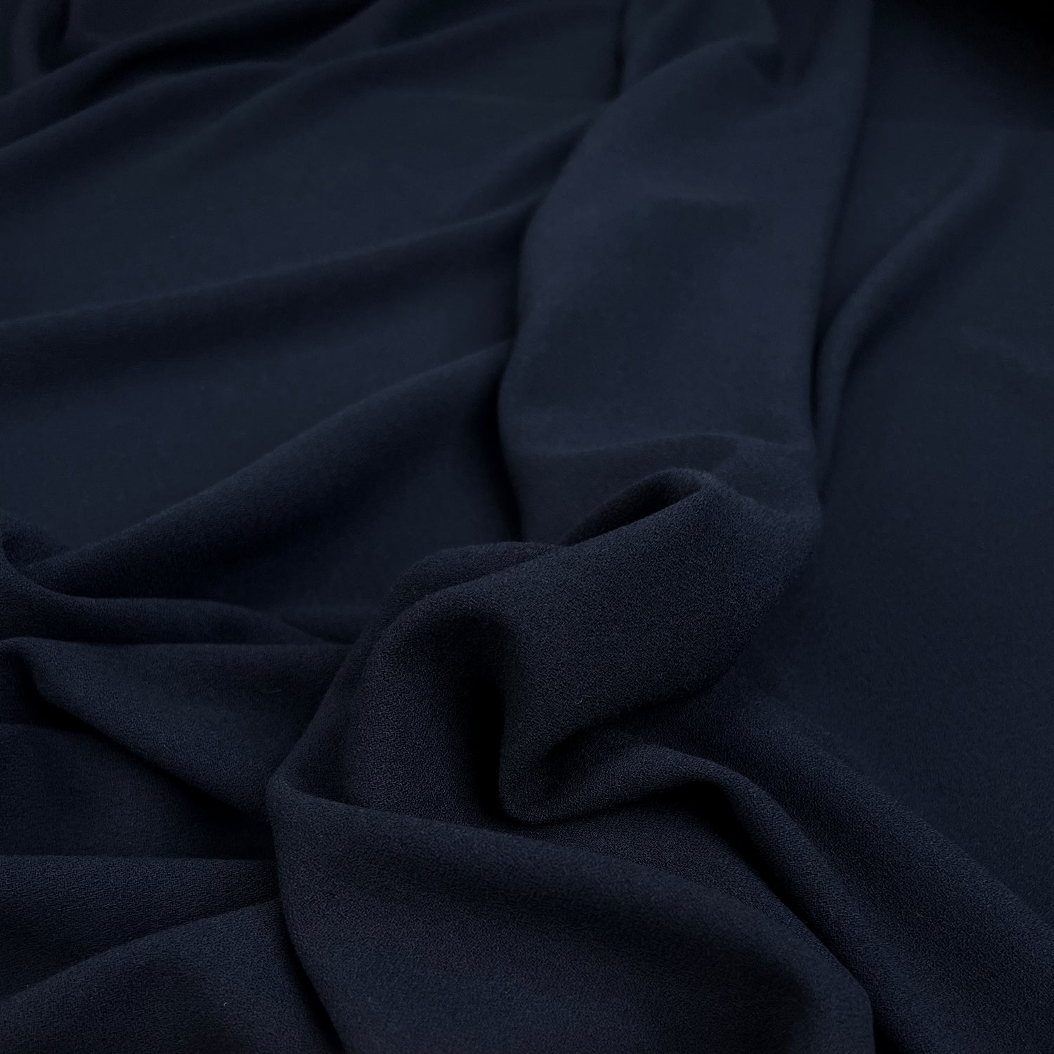 Italian Crepe Midnight Navy Polyester Viscose Lycra Dress Fabric