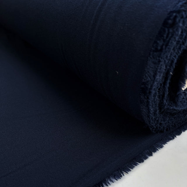 Italian Crepe Midnight Navy Polyester Viscose Lycra Dress Fabric Roll