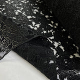 Italian Guipure Lace Black Floral Viscose Polyester Ex Designer Deadstock Structured Dress Fabric Fold