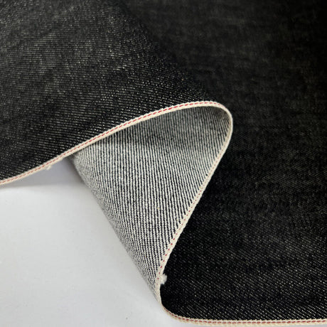 Italian Red Selvedge Denim Ash Black Cotton Heavy Trouser Fabric Fold
