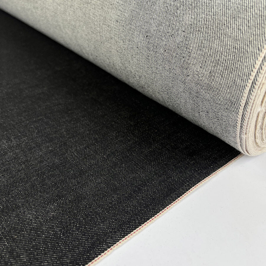 Italian Red Selvedge Denim Ash Black Cotton Heavy Trouser Fabric Roll