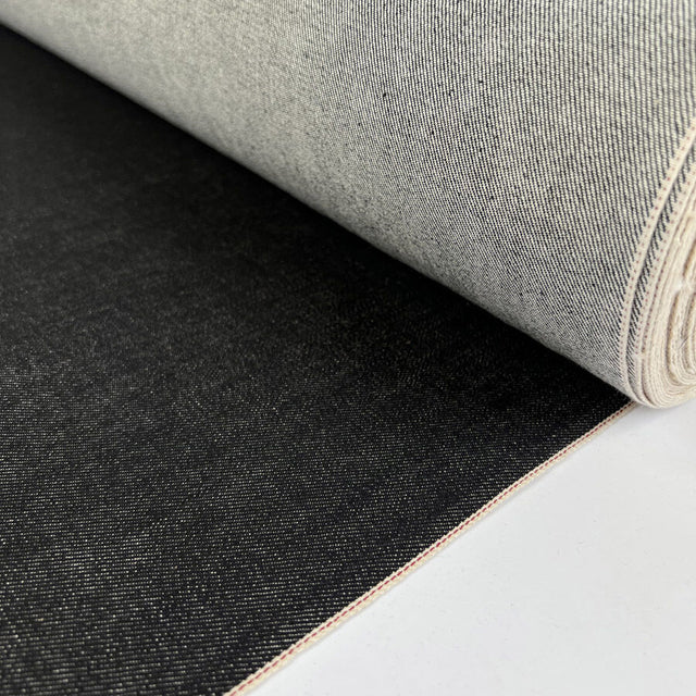 Italian Red Selvedge Denim Ash Black Cotton Heavy Trouser Fabric Roll