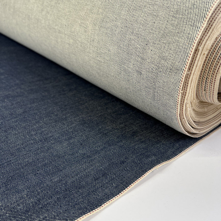 Italian Red Selvedge Denim Ocean Indigo Cotton Heavy Trouser Fabric Roll