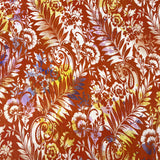 Italian Silk Chiffon Floral Fiamma Red Orange Yellow White Floral Leaf Print Ex Designer Deadstock Crinkle Sheer Dress Fabric