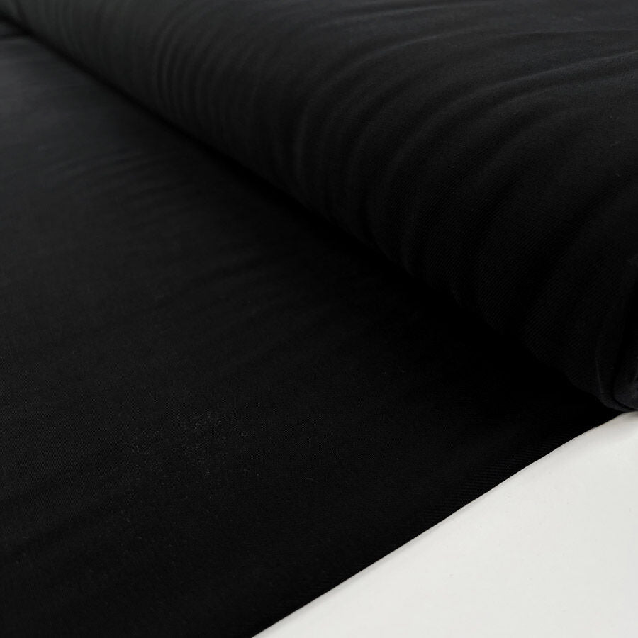 Italian Tencel Twill Black Soft Lightweight Woven Shirting Fabric Bolt