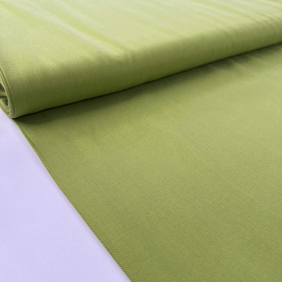 Italian Tencel Twill Lime Soft Lightweight Woven Shirting Fabric Bolt