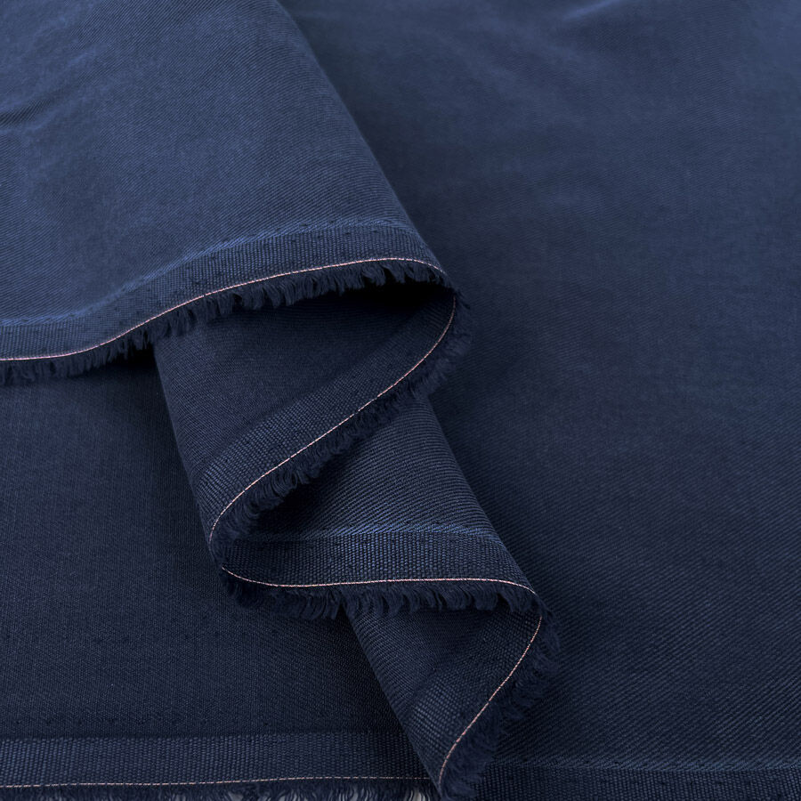 Italian Tencel Twill Navy Soft Lightweight Woven Shirting Fabric Fold