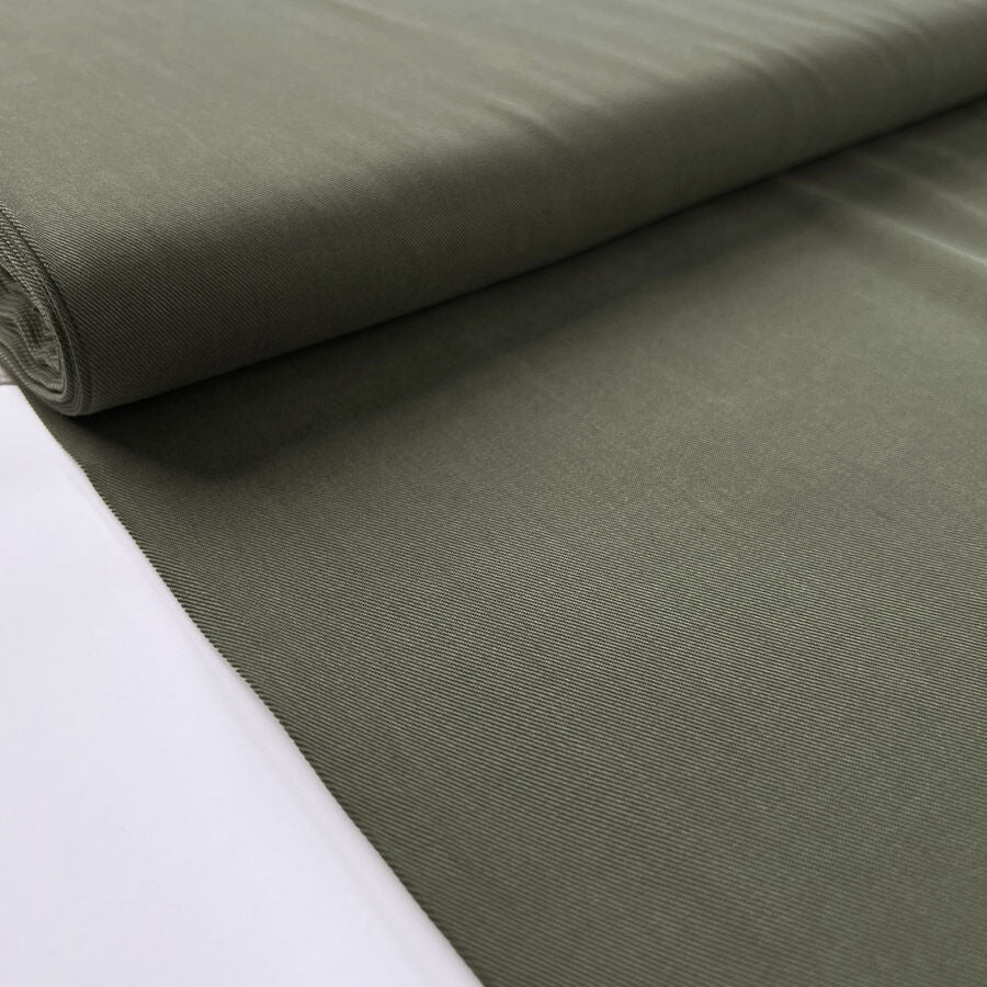 Italian Tencel Twill Olive Soft Lightweight Woven Shirting Fabric Bolt