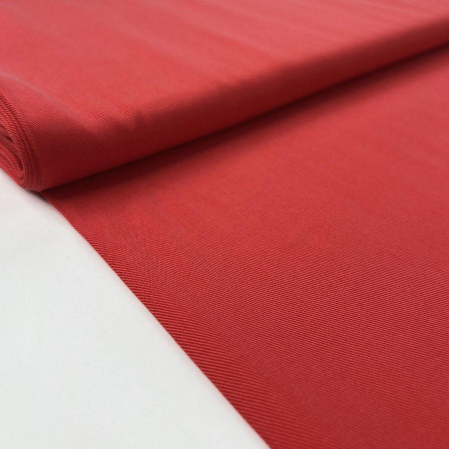 Italian Tencel Twill Red Soft Lightweight Woven Shirting Fabric Bolt