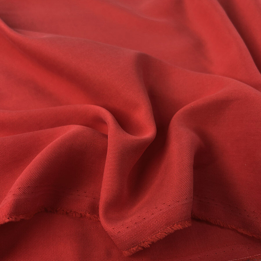 Italian Tencel Twill Red Soft Lightweight Woven Shirting Fabric
