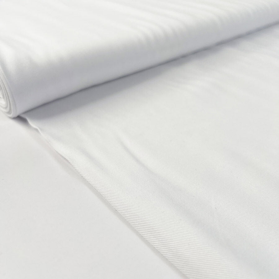 Italian Tencel Twill White Soft Lightweight Woven Shirting Fabric Bolt