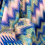 Italian Tie Dye Print Blue Polyester Dress Fabric Ethereal Blues