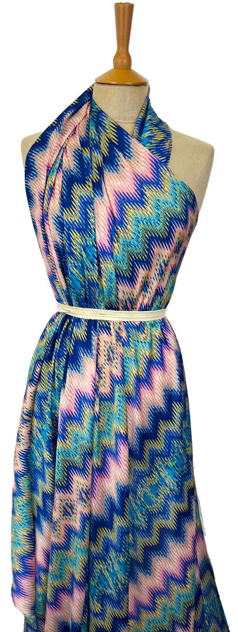 Italian Tie Dye Print Blue Polyester Dress Fabric Ethereal Blues Dress