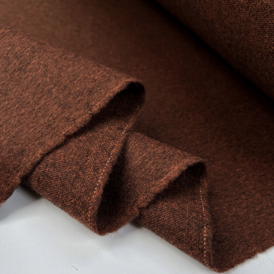 Italian Wool Melton Brushed Coating Fabric Burnt Umber  Fold
