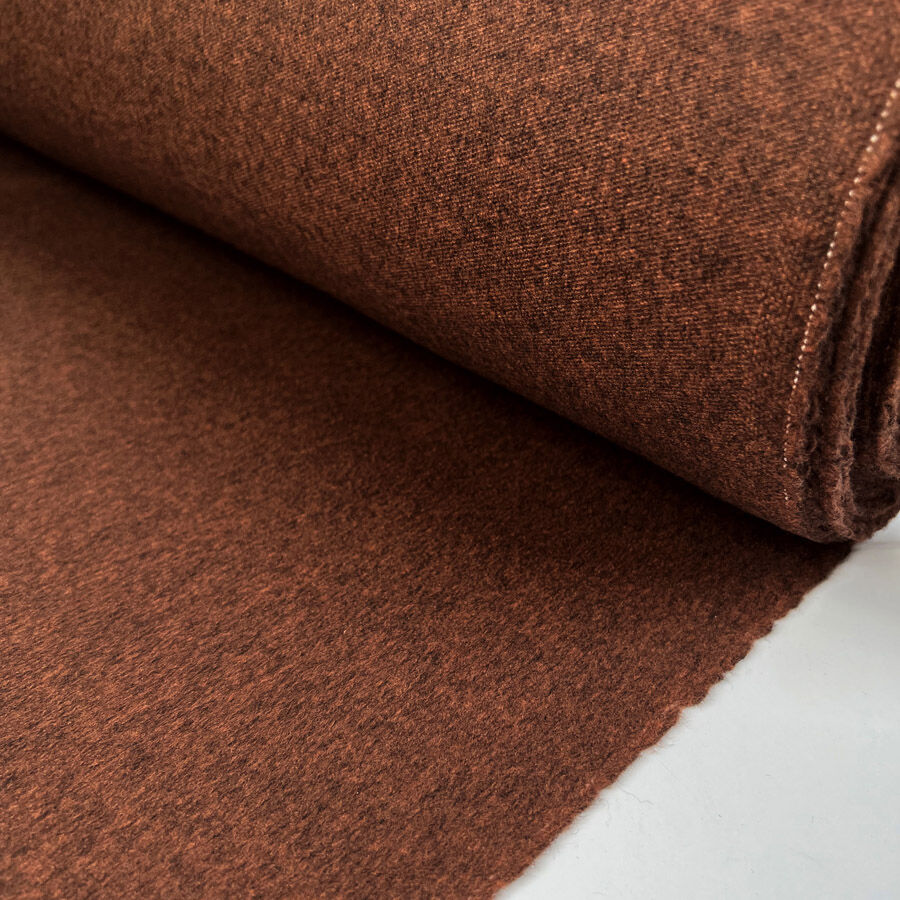 Italian Wool Melton Brushed Coating Fabric Burnt Umber Roll