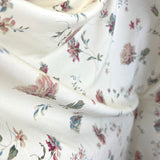 Ivory Floral Print Viscose Dress Fabric Challis Lauren Rose Drape