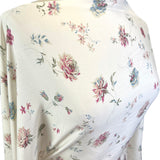 Ivory Floral Print Viscose Dress Fabric Challis Lauren Rose Side