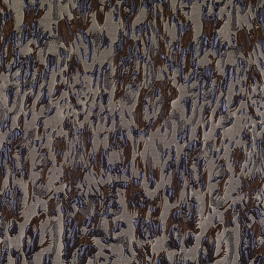 Jac Jac Abstract Navy Brown Metallic Dressmaking Fabric Print