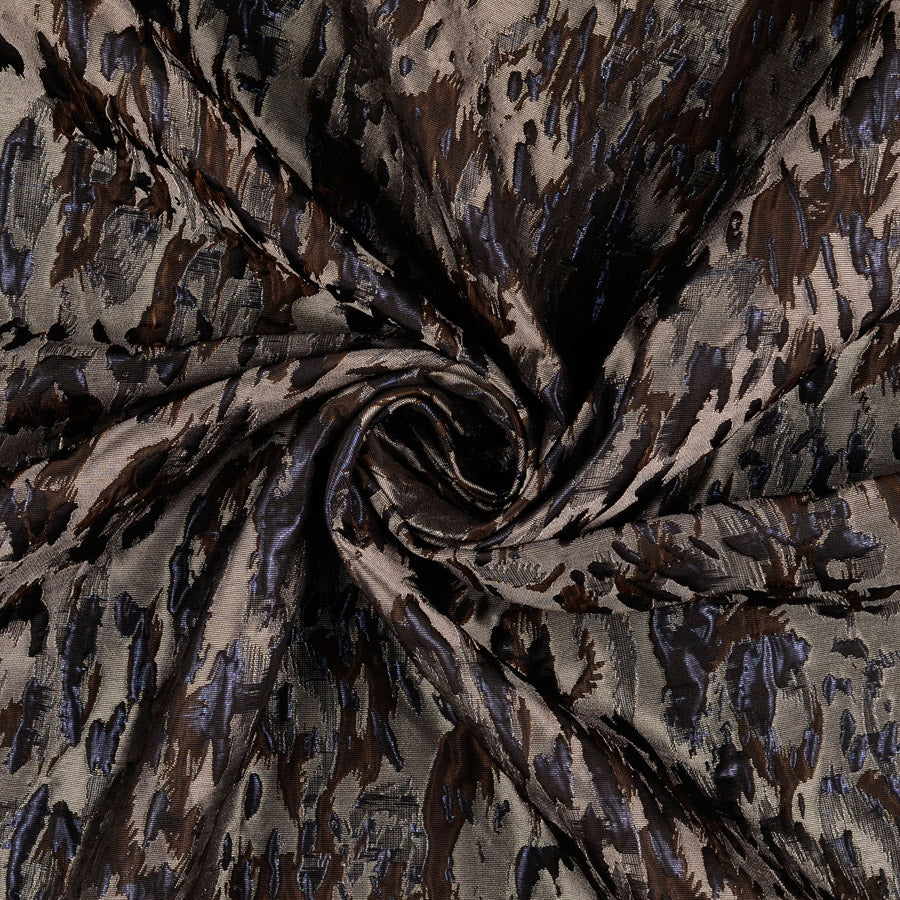 Jac Jac Abstract Navy Brown Metallic Dressmaking Fabric Twist