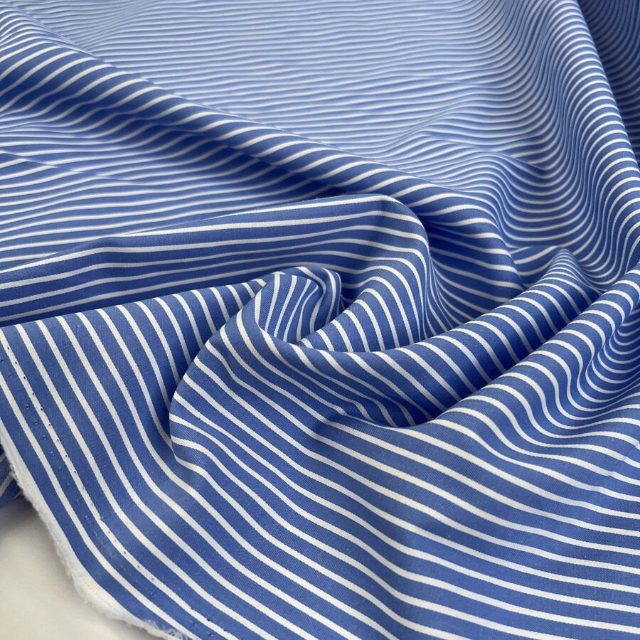 Jack Spratt Blue White Stripe Cotton Nylon Shirting Fabric